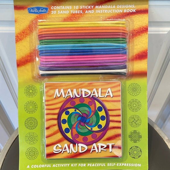 New Mandala Sand Art Colorful Activity Kit w/ 10 Sticky Designs & 20 Sand Tubes - Picture 1 of 8